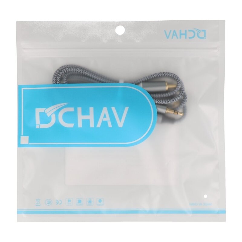 DTECH 3,5-mm-Klinke-auf-2-Cinch-Audiokabel, 1 m – DCH-2936 – Grau