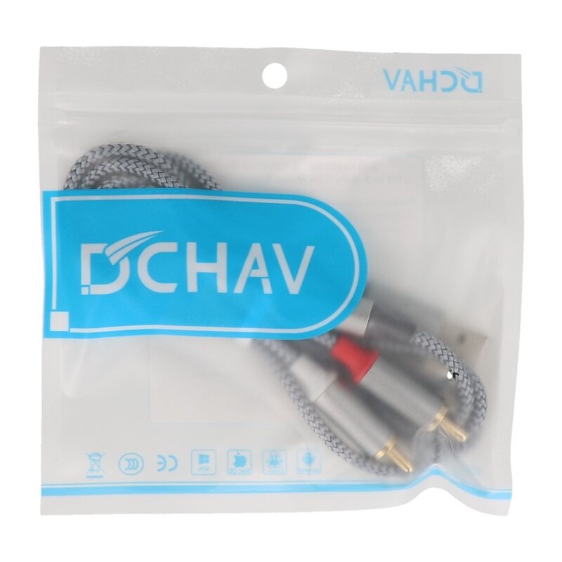 DTECH USB to 2RCA audio cable 1 m - DCH-2938 - Gray