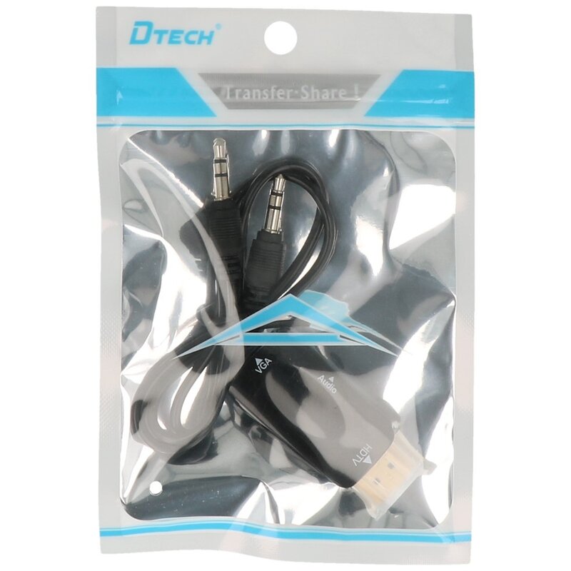 DTECH HDMI M a VGA F con jack audio da 3,5 mm - DT-CB0244 - Nero