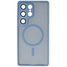 Custodia Magsafe opaca-trasparente con protezione per la fotocamera per Samsung Galaxy S25 Ultra Blu