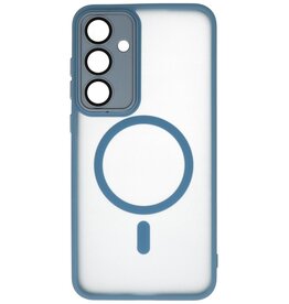 Funda Magsafe mate transparente con protector de cámara para Samsung Galaxy S25 FE azul
