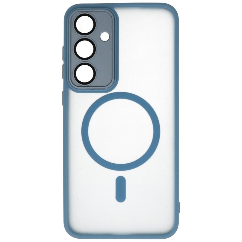 Matt-transparente MagSafe-Hülle mit Kameraschutz für Samsung Galaxy S25 FE, Blau