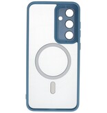 Funda Magsafe mate transparente con protector de cámara para Samsung Galaxy S25 FE azul