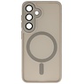 Funda Magsafe mate transparente con protector de cámara para Samsung Galaxy S25 FE gris