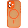 Funda Magsafe mate transparente con protector de cámara para iPhone 16 naranja