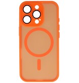 Custodia Magsafe opaca-trasparente con protezione per fotocamera per iPhone 16 Pro arancione