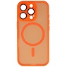 Custodia Magsafe opaca-trasparente con protezione per fotocamera per iPhone 16 Pro arancione