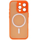 Coque MagSafe mate transparente avec protection pour appareil photo pour iPhone 16 Pro, orange