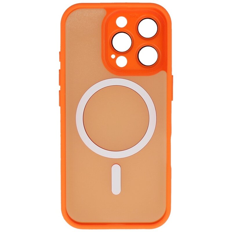 Mat-Transparent met Camera Beschermer Magsafe Case voor iPhone 16 Pro Oranje