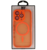 Custodia Magsafe opaca-trasparente con protezione per fotocamera per iPhone 16 Pro arancione