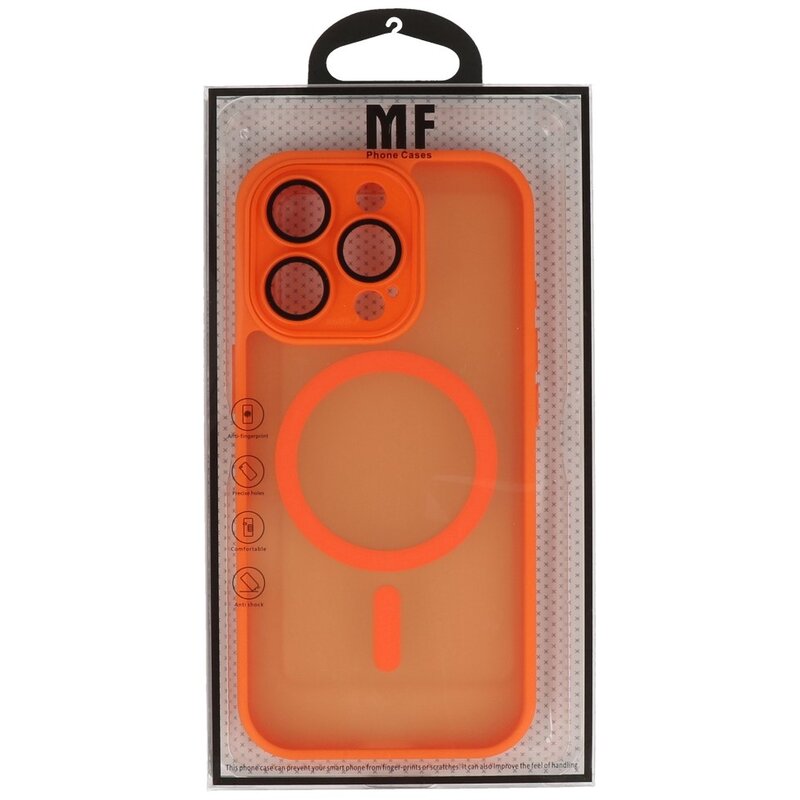 Coque MagSafe mate transparente avec protection pour appareil photo pour iPhone 16 Pro, orange