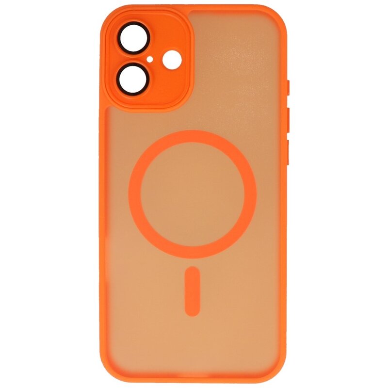 Mat-Transparent met Camera Beschermer Magsafe Case voor iPhone 16 Plus Oranje