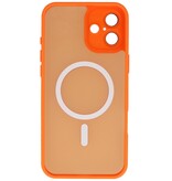 Funda Magsafe mate transparente con protector de cámara para iPhone 16 Plus, color naranja