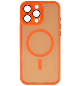 Mat-Transparent met Camera Beschermer Magsafe Case voor iPhone 16 Pro Max Oranje