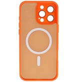 Funda Magsafe mate transparente con protector de cámara para iPhone 16 Pro Max, color naranja