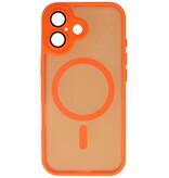 Custodia Magsafe opaca-trasparente con protezione per fotocamera per iPhone 17 arancione