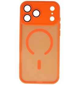 Funda Magsafe mate transparente con protector de cámara para iPhone 17 Pro Max, color naranja