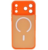 Funda Magsafe mate transparente con protector de cámara para iPhone 17 Pro Max, color naranja