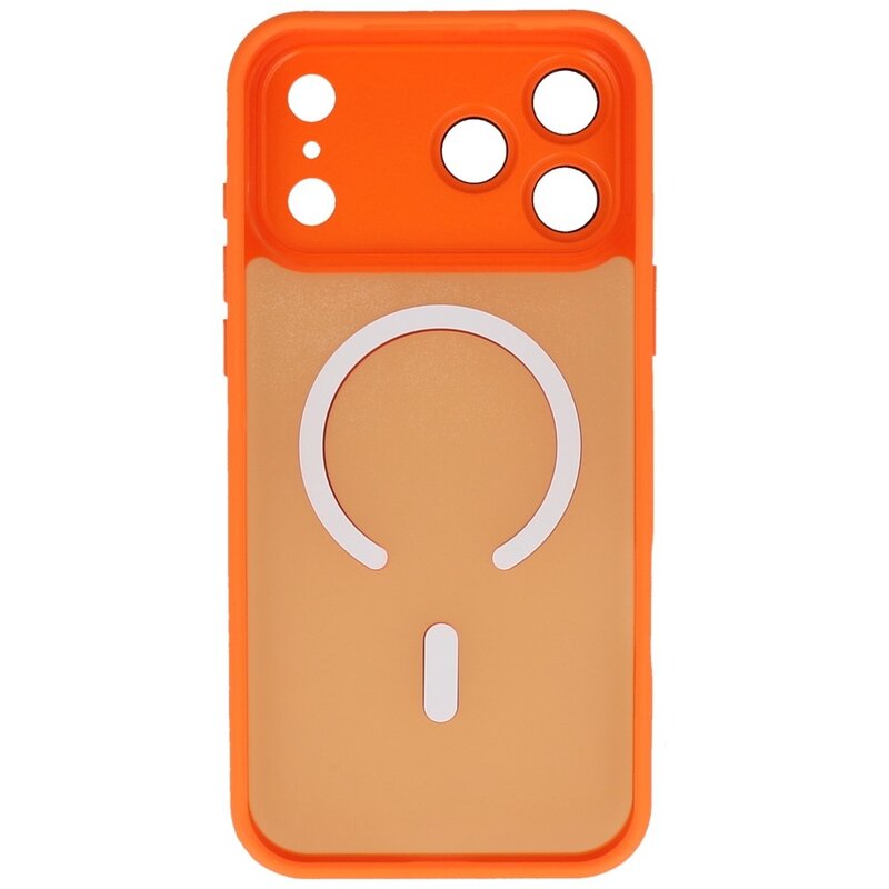 Coque MagSafe mate transparente avec protection pour appareil photo pour iPhone 17 Pro Max orange