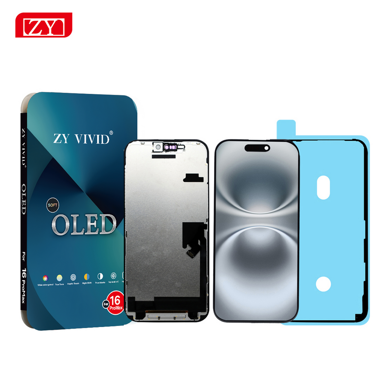 ZY LCD ZY VIVID Soft OLED FHD LCD 1080P per iPhone 16 Pro Max - 120 HZ - IC rimovibile