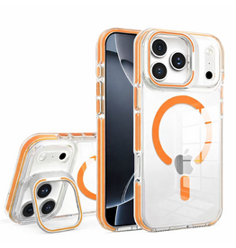 J2 Ingebouw Magsafe Gelbe, widerstandsfähige, transparente Hülle mit integriertem MagSafe-Anschluss und Standfunktion für iPhone 17 Pro, Orange