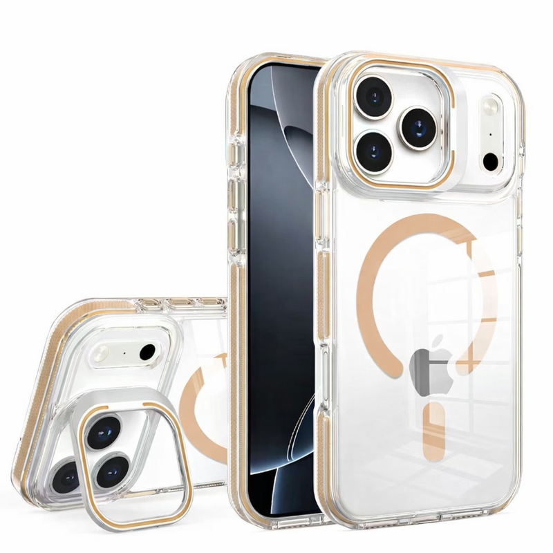 J2 Ingebouw Magsafe Coque J2 MagSafe intégrée avec fonction support - Matériau transparent résistant jaune pour iPhone 17 Air - Marron