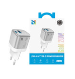 NCC Oplader NCC GaN YC Series CD-0104 20W USB-A+C Charger - White