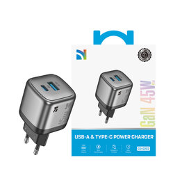 NCC Oplader GaN RC Series CD-0202 45W USB-A + C Ladegerät - Schwarz