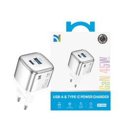 NCC Oplader Chargeur USB-A+C GaN série RC CD-0204 45 W - Blanc