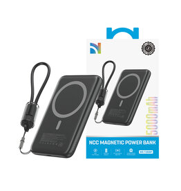 NCC Powerbank WS-T192BP Caricabatterie rapido magnetico serie XN da 5000 mAh e 20 W - Nero