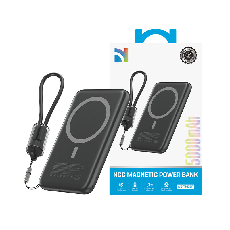 NCC Powerbank NCC Powerbank WS-T192BP XN Serie 5000mAh 20W Magnetisches Schnellladegerät - Schwarz