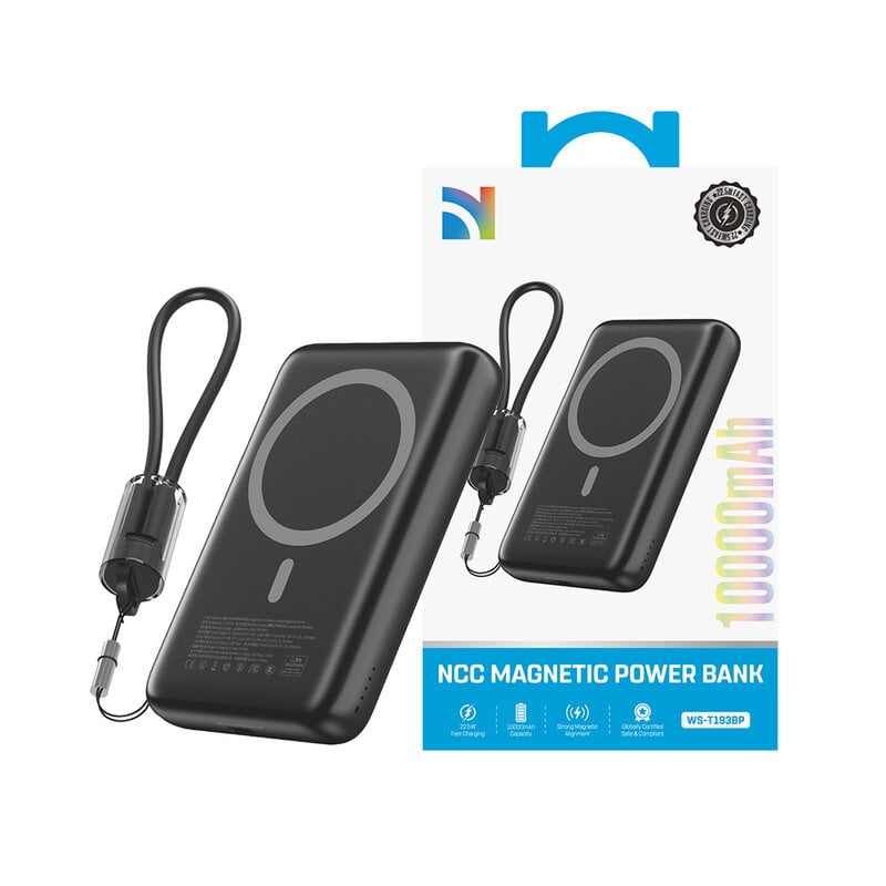 NCC Powerbank Cargador rápido magnético NCC Powerbank WS-T193BP Serie XN de 10 000 mAh y 22,5 W - Negro