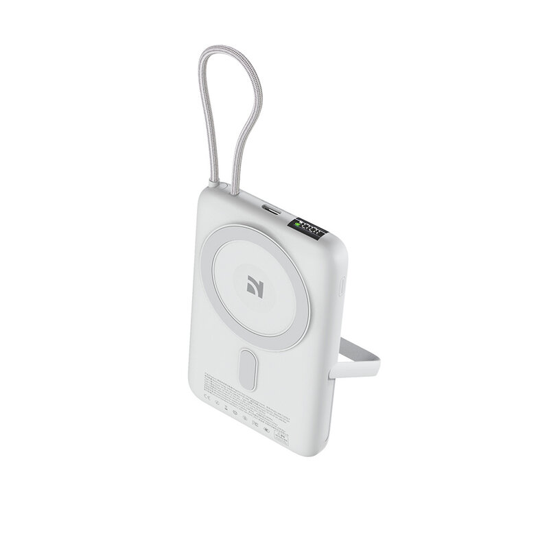 NCC Powerbank Cargador rápido magnético NCC Powerbank WS-T185BLF Serie SC de 10 000 mAh y 22,5 W con función de reposo - Gris claro