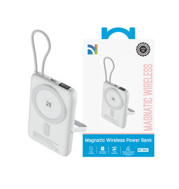 NCC Powerbank WS-T185BLF SC-serien 10000mAh 22,5W magnetisk hurtigoplader med stående funktion - lysegrå