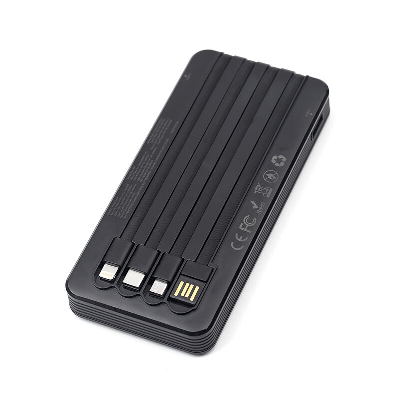 NCC Powerbank Batterie externe NCC DY-0802 10 000 mAh 10 W avec câbles USB-A, USB-C et micro-USB