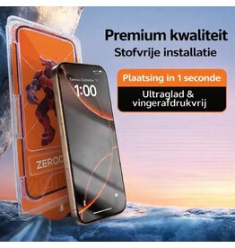 Zerodust Tempered Glass met installatieframe iPhone 16 Pro (Dikke Lijm) Bulk