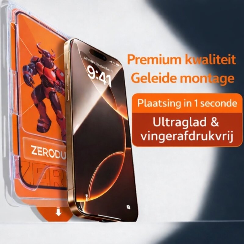 Zerodust Zerodust Schutzglas mit Montagerahmen für iPhone 16 Pro Max (dicker Kleber) – Großpackung