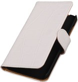 Croco libro Tipo de caja para Huawei Ascend Y625 Blanca
