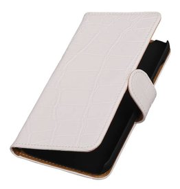 Croco cassa di libro di stile per Huawei Ascend Y625 Bianco