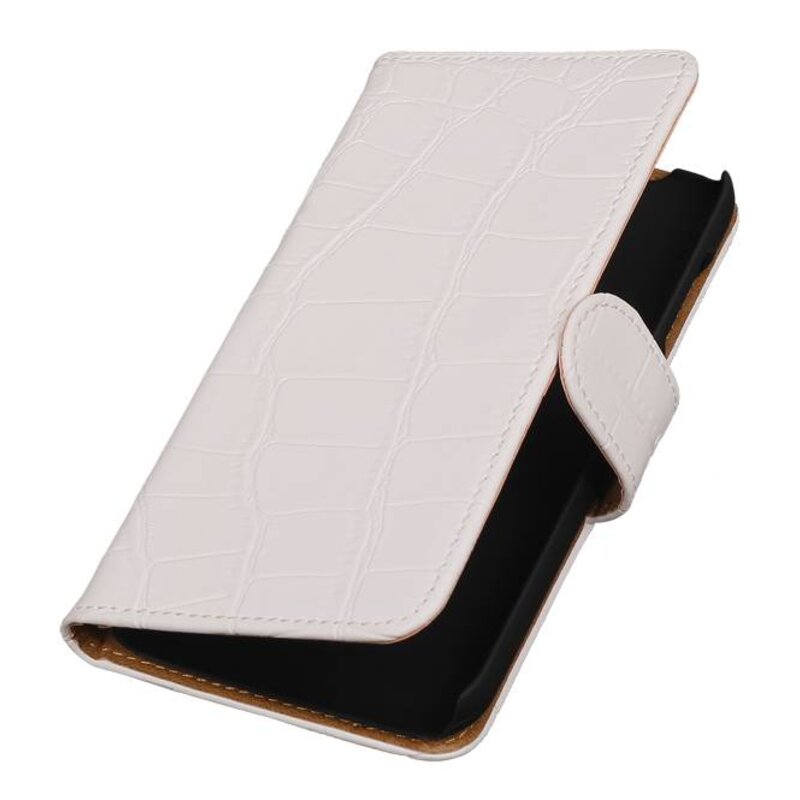 Croco libro Tipo de caja para Huawei Ascend Y625 Blanca