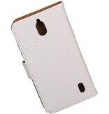 Croco cassa di libro di stile per Huawei Ascend Y625 Bianco