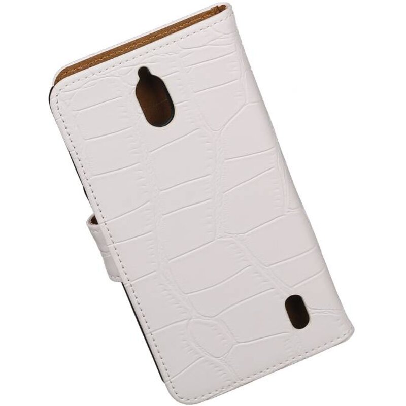 Croco cassa di libro di stile per Huawei Ascend Y625 Bianco