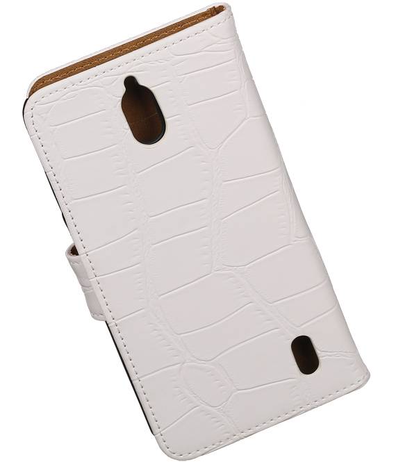 Croco libro Tipo de caja para Huawei Ascend Y625 Blanca