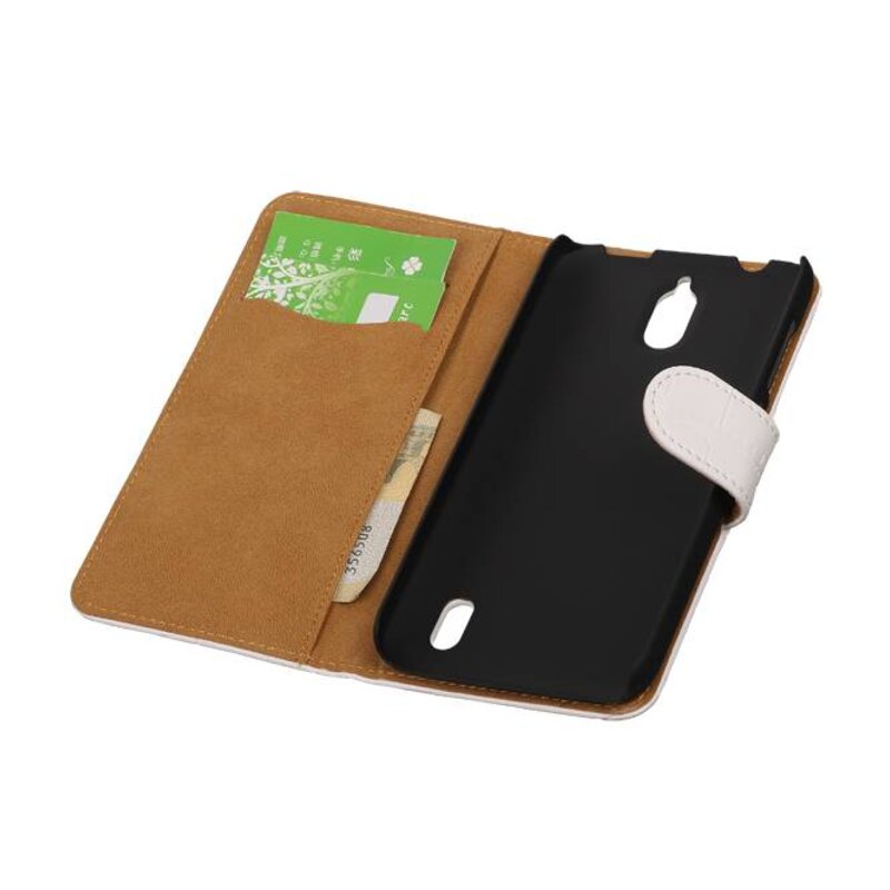 Croco libro Tipo de caja para Huawei Ascend Y625 Blanca