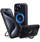 KaiYue Magsafe Leather-look Case with Stand for iPhone 16 - Black