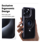 KaiYue Magsafe Leather-look Case with Stand for iPhone 16 - Black