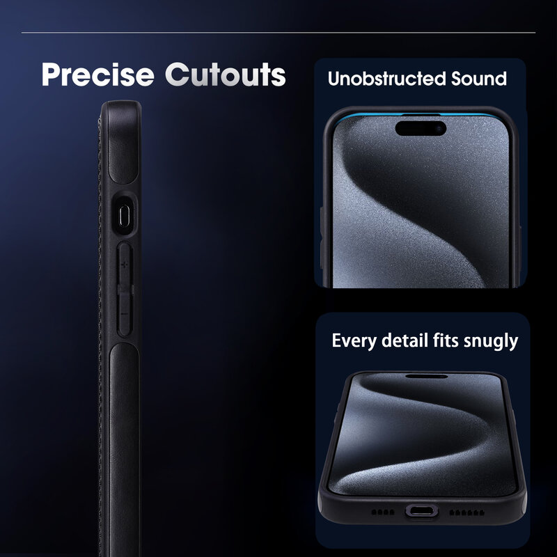 KaiYue Magsafe Lederlook met Standaard Hoesje voor iPhone 16 - Zwart