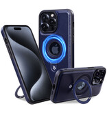 KaiYue Magsafe Lederlook met Standaard Hoesje voor iPhone 16 - Navy