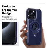 KaiYue Magsafe Lederlook met Standaard Hoesje voor iPhone 16 - Navy