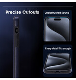 KaiYue Funda Magsafe con aspecto de cuero y funda estándar para iPhone 16 - Azul marino